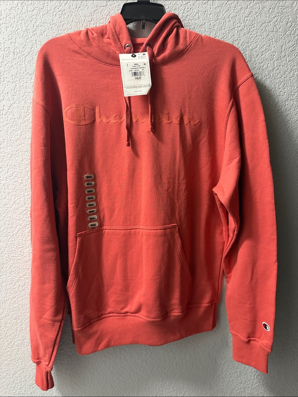 Champion Coral Pullover Hoodie with Embroidered Logo
